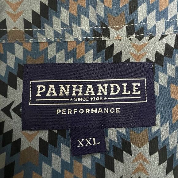 Panhandle Mens Size XXL Performance Button Up Shirt Short Sleeve Blue Multicolor - Picture 5 of 6
